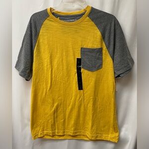 Banana Republic Men's Short Sleeve Yellow and Gray Shirt